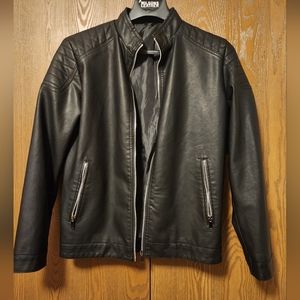 Faux leather men moto jacket, size Small